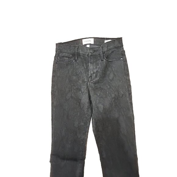 Frame Denim Jeans Le Skinny De Jeanne Tonal Python Black Women's 25 - Picture 2 of 12